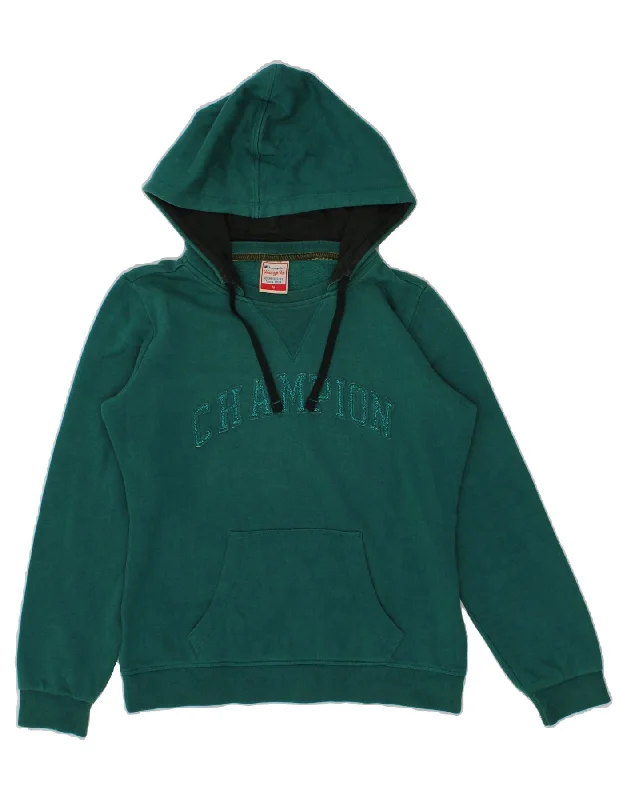 CHAMPION Womens Heritage Fit Graphic Hoodie Jumper UK 14 Medium Green Hoodie with Full-Zip Functional Layering