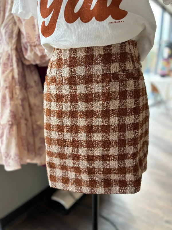 Aureum plaid skirt denim skirt classic