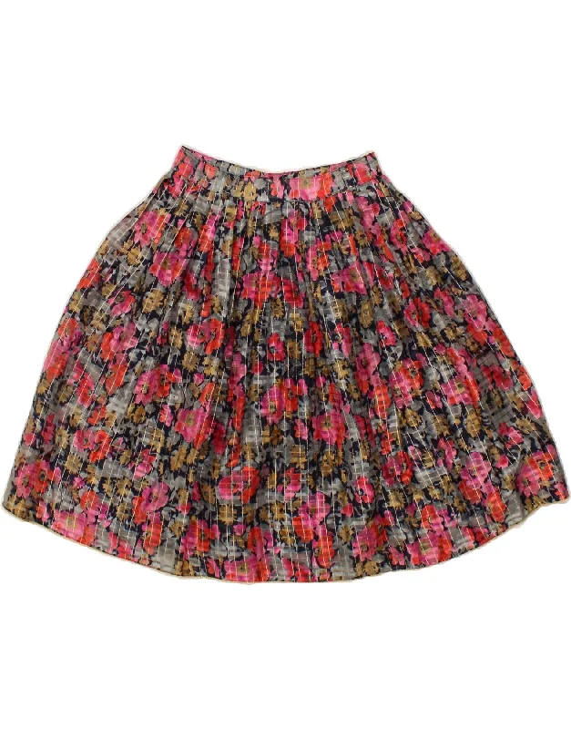 VINTAGE Womens A-Line Skirt W26 Small Multicoloured Floral velvet skirt plush