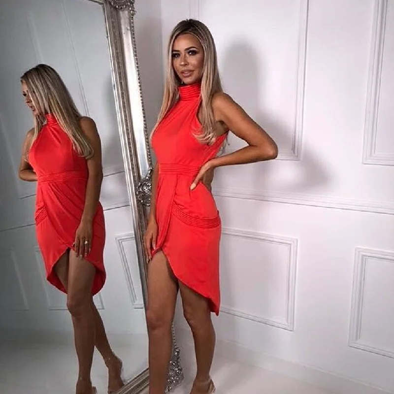 High Quality Jersey Sheath High Low Sleeveless High Neck Homecoming Dress, FC1220 Tunics Recommended stylist