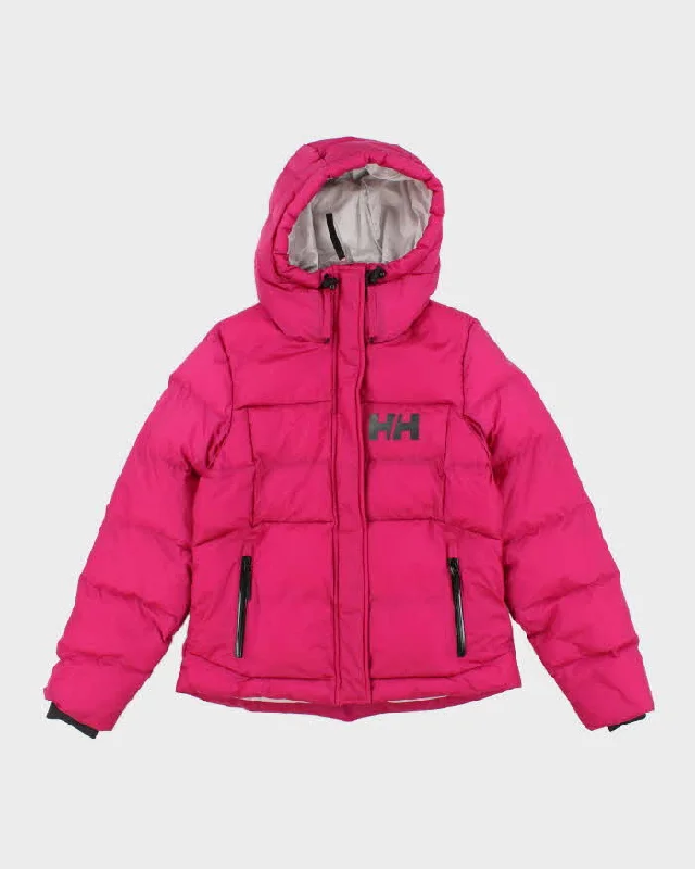 Women's Pink Helly Hansen Hooded  Puffer Jacket - M Appliqued Jacket Beaded Jacket Sequined Jacket