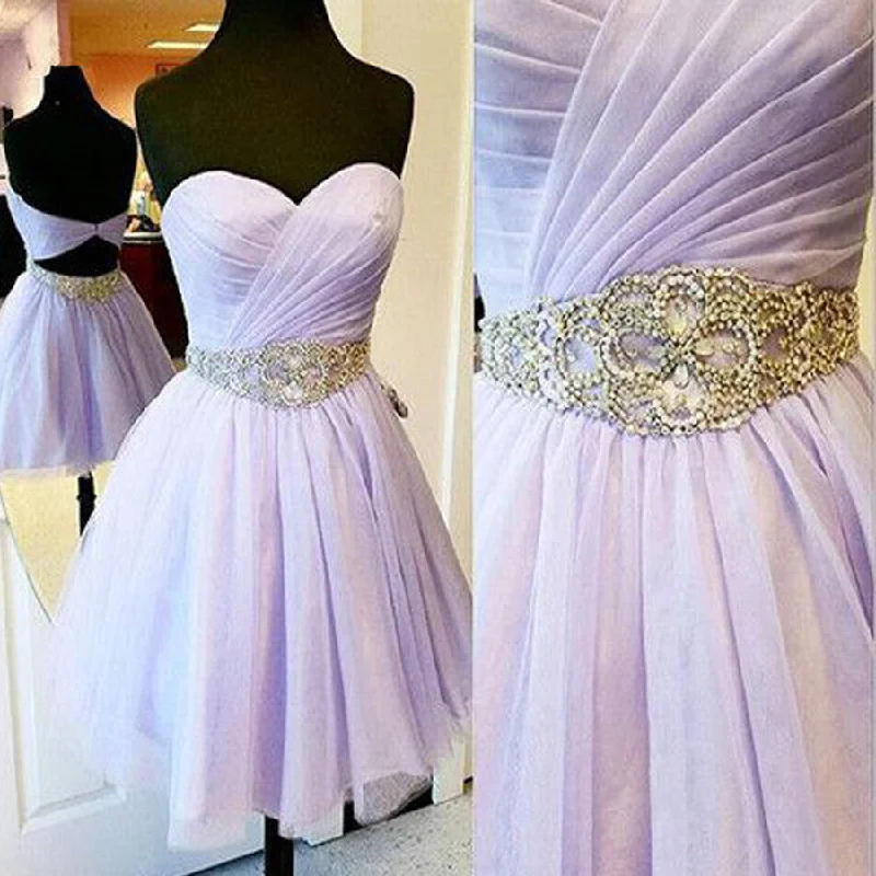 Short lilac sweetheart sparkly evening party graduation homecoming prom gowns dress,BD00180 Tunics Custom made