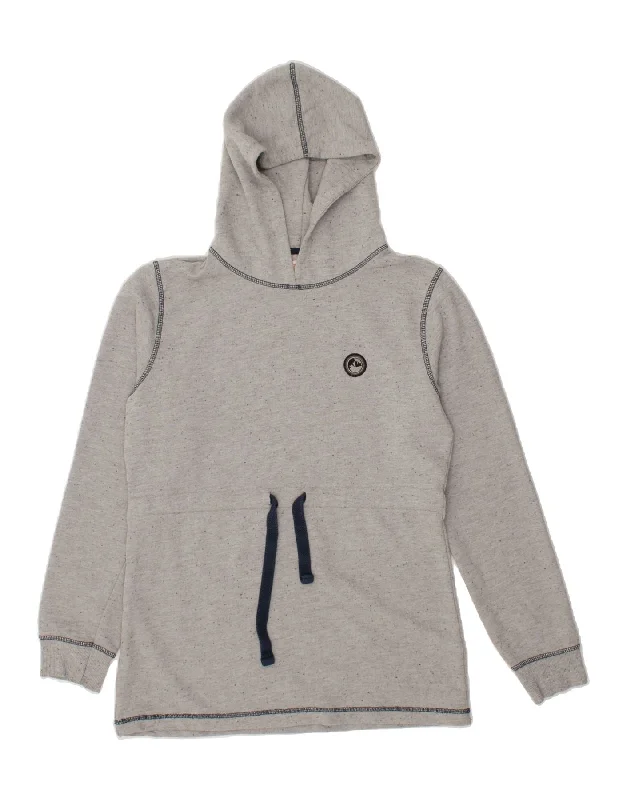 VINTAGE Womens Longline Hoodie Jumper UK 16 Large Grey Flecked Cotton Hoodie with Monochrome Minimalist Simple VINTAGE Womens Longline Hoodie Jumper UK 16 Large Grey Flecked Cotton Hoodie with Monochrome Minimalist Simple