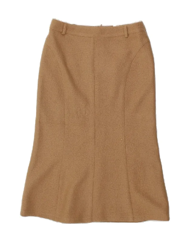 EUGEN KLEIN Womens Trumpet Skirt W30 Medium  Brown Merino Wool leather skirt refined