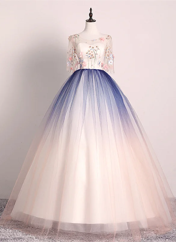 Beautiful Gradient Ball Gown Long Party Dress, Gradient Formal Dress Tunics Short Trendy