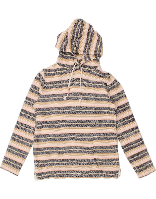 FAT FACE Womens Oversized Hoodie Jumper UK 10 Small Pink Striped Cotton Hoodie with Magnetic Closure Innovative Modern