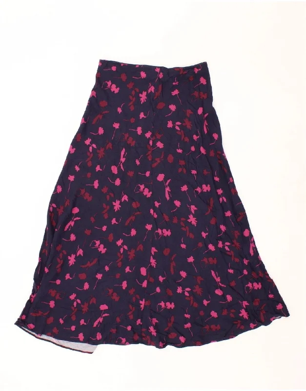 JOULES Womens Maxi A-Line Skirt UK 8 Small W26  Navy Blue Floral Viscose lace skirt intricate