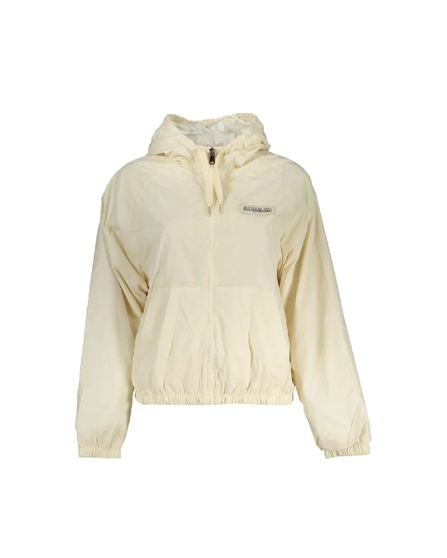 Napapijri  Rainforest Women's Lightweight Hooded Jacket - Cream Wool Fabric Cashmere Fabric Tweed Fabric