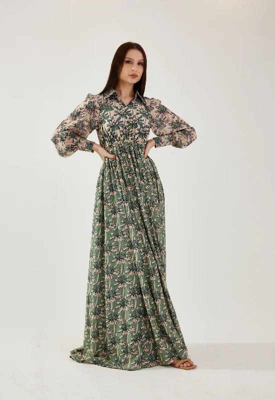 Beige, pink and olive floral dual dress Tunics Versatile stylish