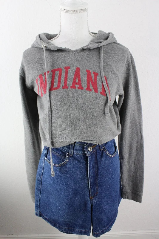 Vintage Indiana Hoodie (M) Hoodie with Color Block Contrast Stylish