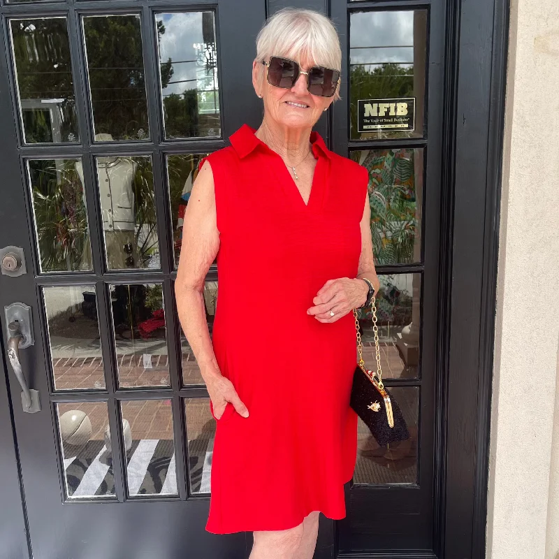 Elle Collared Dress | Red Tunics Sale discount