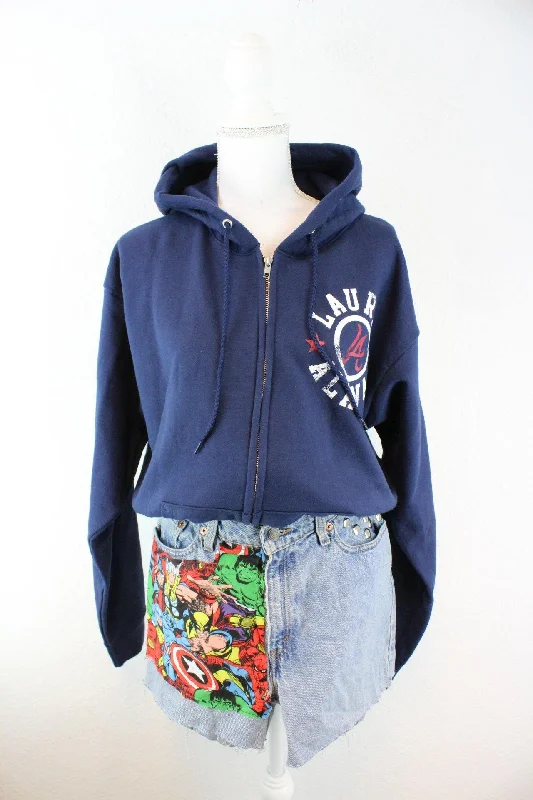 Vintage Blue Lauren Zip Hoodie (L) Hoodie with Elastic Cuffs Stretchable Comfortable Vintage Blue Lauren Zip Hoodie (L) Hoodie with Elastic Cuffs Stretchable Comfortable
