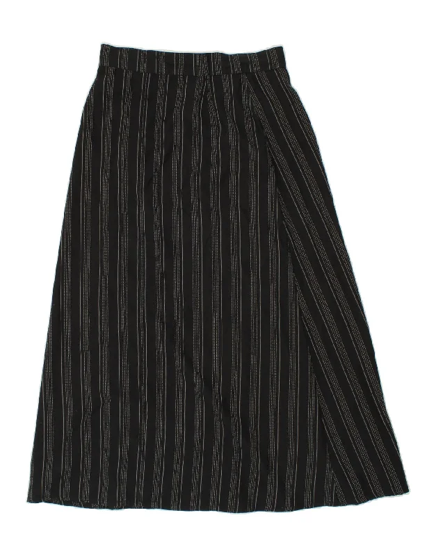 VINTAGE Womens A-Line Skirt IT 42 Medium W30 Black Striped chiffon skirt airy