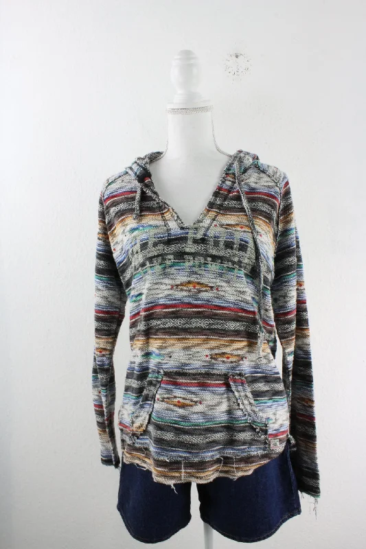 Vintage Colorful Hoodie (M) Hoodie with Toggle Buttons Decorative Unique
