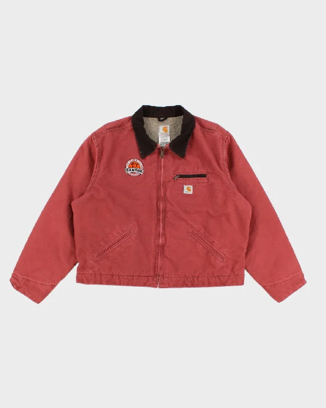 Vintage Carhartt Fleece Lined Rust Work Wear Jacket - XXL Nylon Fabric Polyester Fabric Spandex Fabric