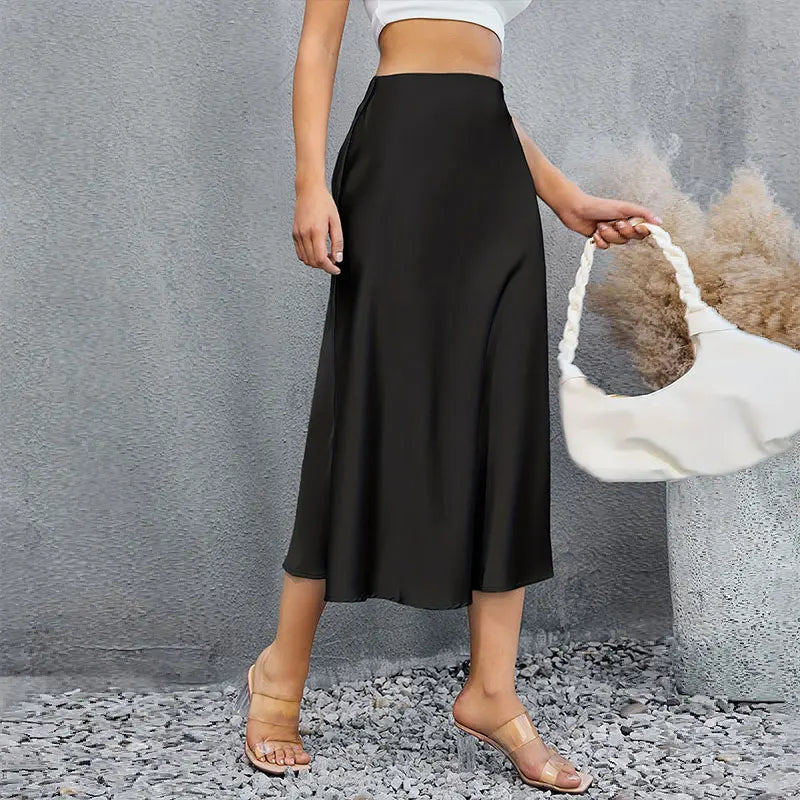 Satin Midi Skirt Woman High Waist Long Skirts For Women New Fashion 2023 Autumn Casual Elegant Party Women's Pencil Skirts athletic skirt fit