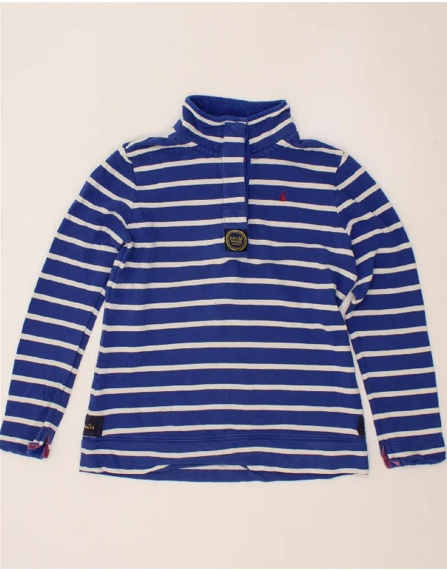 JOULES Womens Button Neck Sweatshirt Jumper UK 10 Small Blue Striped Hoodie with Print Artistic Unique JOULES Womens Button Neck Sweatshirt Jumper UK 10 Small Blue Striped Hoodie with Print Artistic Unique
