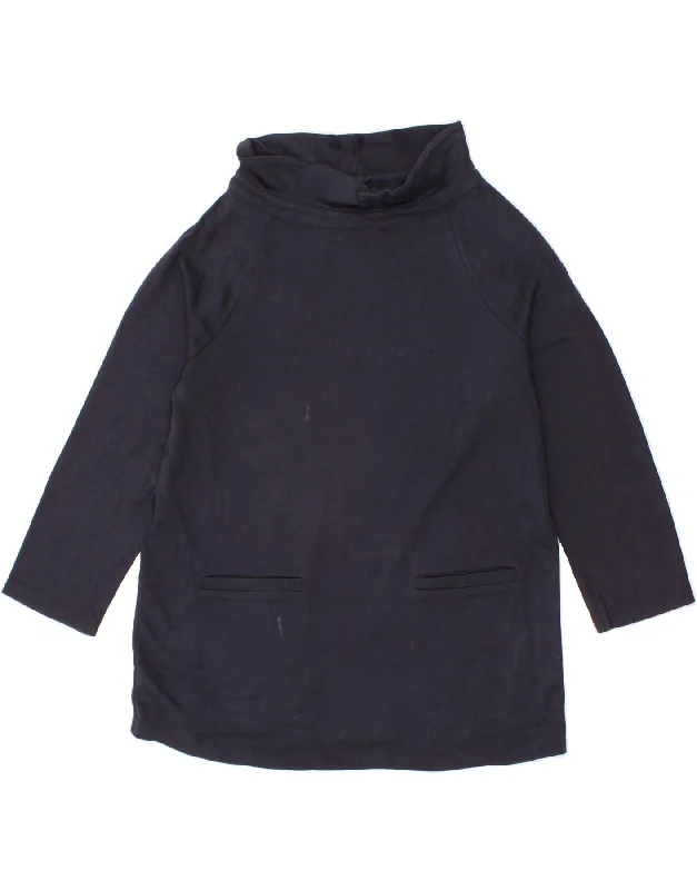 LAURA ASHLEY Womens 3/4 Sleeve Sweatshirt Jumper UK 14 Large Navy Blue Hoodie with Relaxed Fit Easy Casual