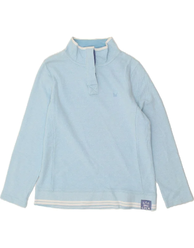 CREW CLOTHING Womens Button Neck Sweatshirt Jumper UK 12 Medium Blue Hoodie with Crew Neck Simple Timeless