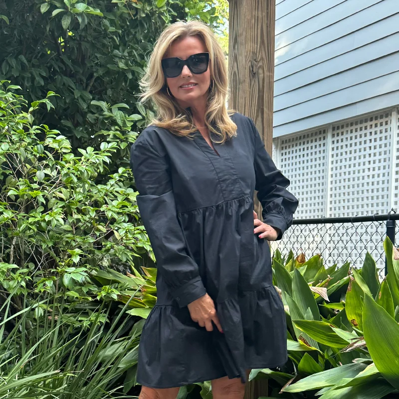 Anniston Poplin Dress | Black Tunics Silk luxurious