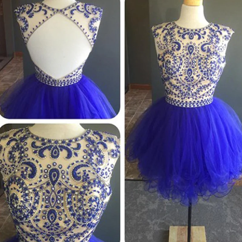 Royal vintage open back mini cap sleeve National style unique homecoming prom dress,BD0045 Tunics Gym athletic