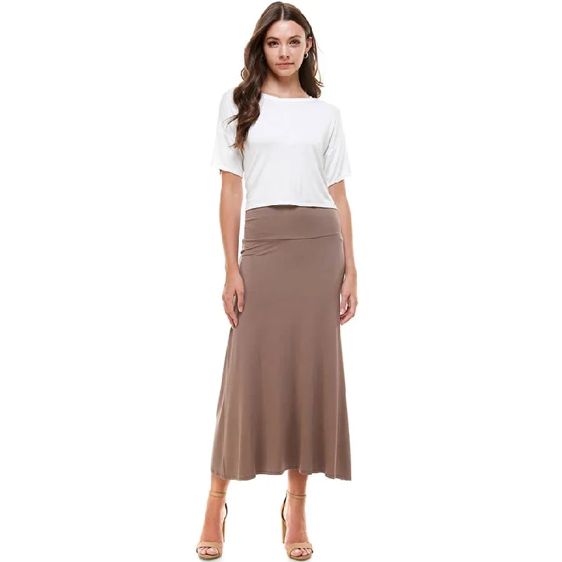 High Waist Solid Soft Maxi Skirt In Mocha velvet skirt rich