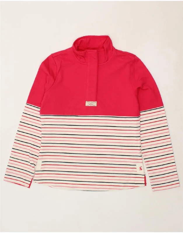 JOULES Womens Button Neck Sweatshirt Jumper UK 10 Small Pink Striped Zip Hoodie Drawstring Kangaroo Pocket JOULES Womens Button Neck Sweatshirt Jumper UK 10 Small Pink Striped Zip Hoodie Drawstring Kangaroo Pocket