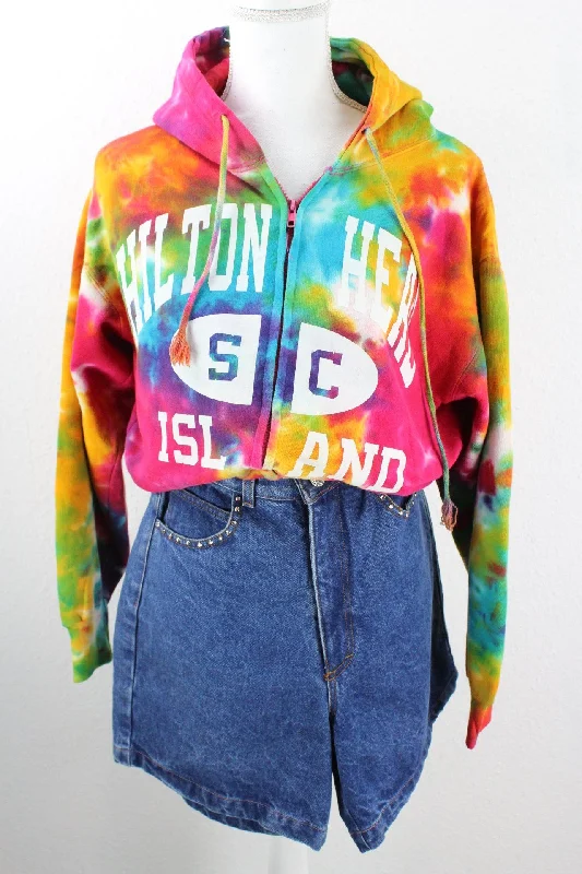 Vintage Jon Lauren Batik Zip Hoodie (L) Hoodie with Hem Raw Edge Edgy Unfinished