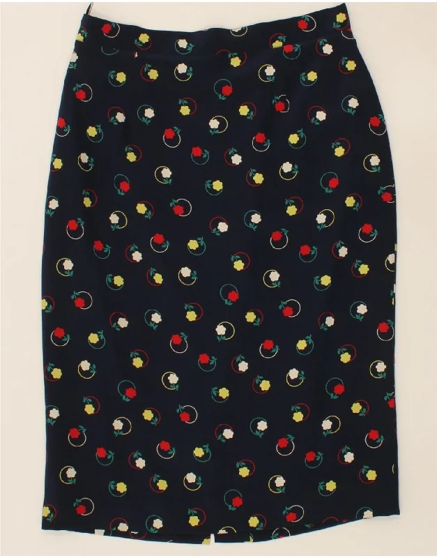 LES COPAINS Womens Straight Skirt W30 Medium Navy Blue Floral Viscose tulle skirt dreamy