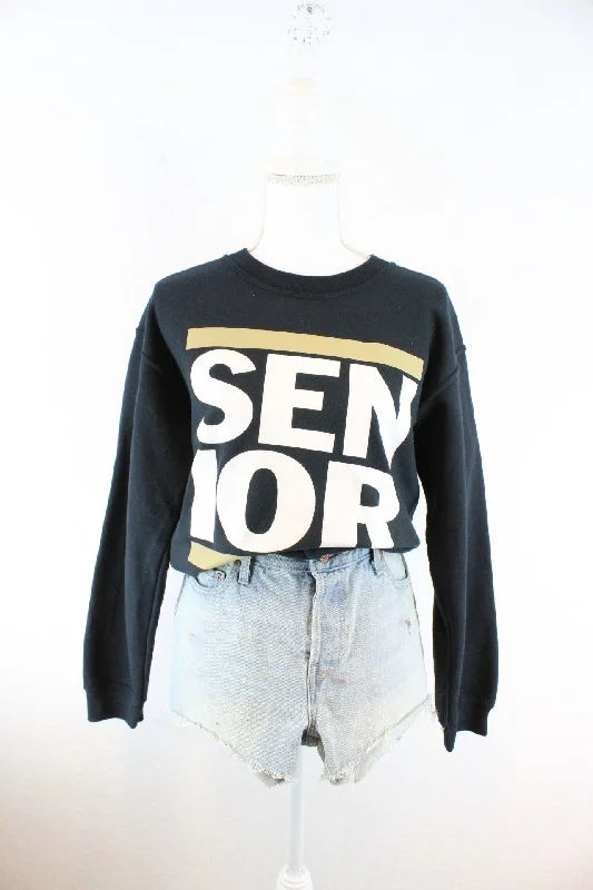 Vintage Senior Sweatshirt (M) Hoodie with Half-Zip Sporty Casual