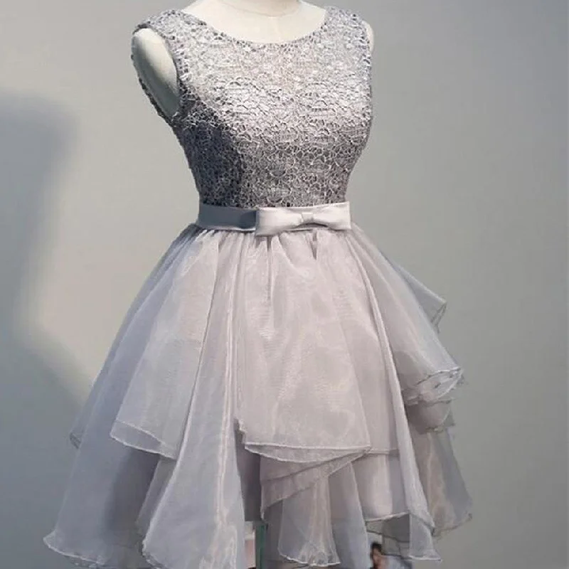 Grey organza unique freshman Dillards modest homecoming prom dress,BD0002 Tunics Stylish elegant