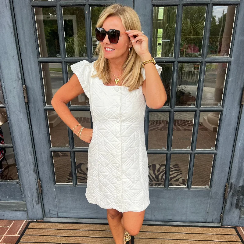 Lora Quilted Dress | Cream Tunics Yoga stretchy