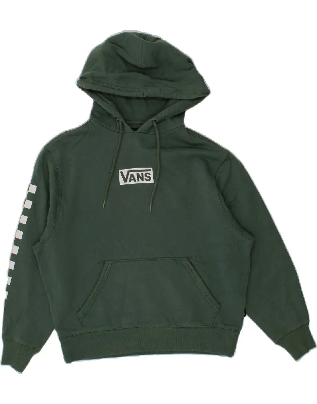 VANS Womens Versa Oversized Graphic Hoodie Jumper UK 6 XS Green Cotton Hoodie with Drawstring Waist Adjustable Fitted