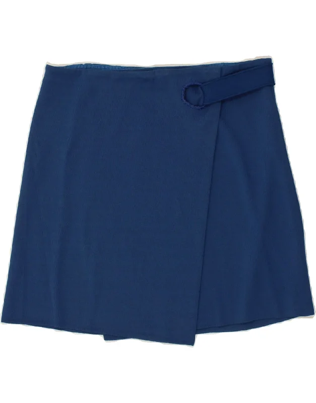 ICEBERG Womens Wrap Skirt W30 Medium Blue wool skirt sturdy