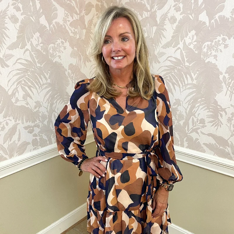 Brandi Tiered Dress | Brown Medley Tunics Sophisticated sleek