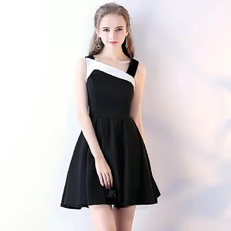 Satin Homecoming Dress, Sleeveless Junior School Dress, Knee-Length Homecoming Dress, LB0787 Tunics Bridal satin