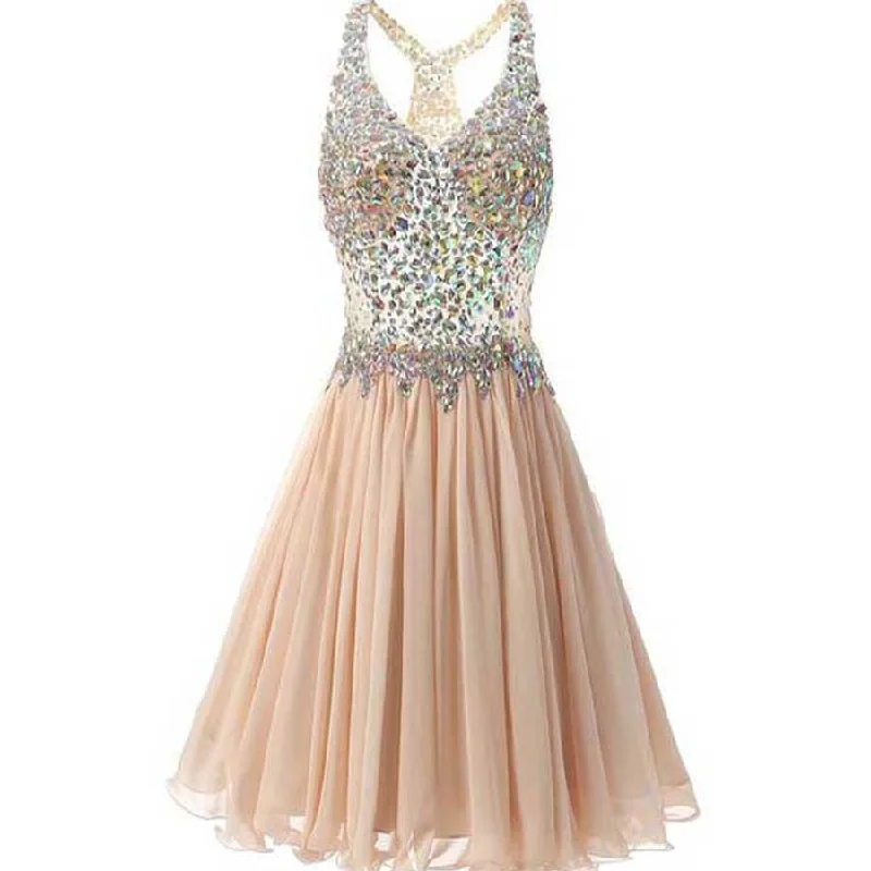 Gorgeous sparkly vintage chiffon open back formal homecoming prom dress,BD0036 Tunics Polka dots
