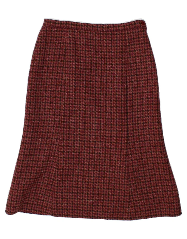 COTSWOLD Womens Trumpet Skirt UK 14 Medium  W30  Burgundy Houndstooth maxi skirt elegant