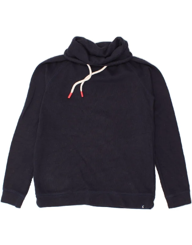 JOULES Womens Sweatshirt Jumper UK 10 Small Navy Blue Hoodie with High Neck Warm Protective