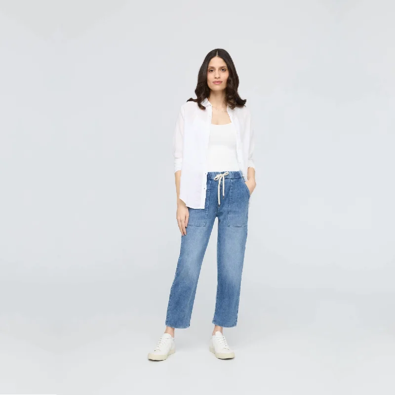 Duer (Sample) - Women's Performance Denim Harbour Pant - Light Stone Classic Straight Pants