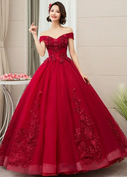 Beautiful Wine Red Sweetheart Long Party Dresses Prom Dress, Dark Red Sweet 16 Gown Tunics Sale discount