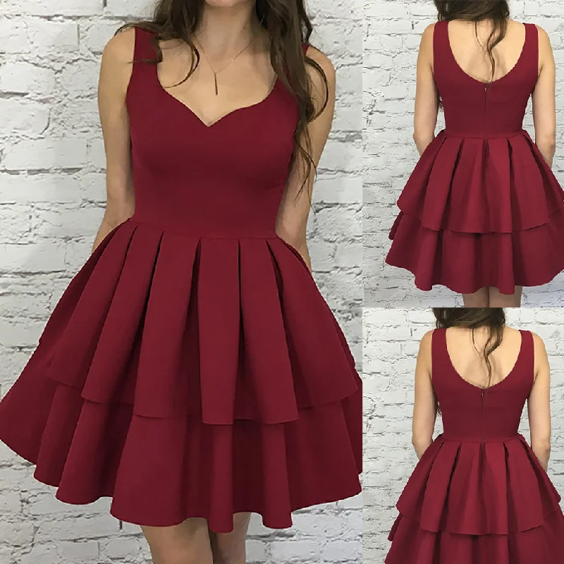 Short Homecoming Dress, Satin Homecoming Dress, Sleeveless Homecoming Dress, Simple Design Junior School Dress, Beautiful Homecoming Dress, Knee-Length Homecoming Dress, LB0727 Tunics Fashionable trendy