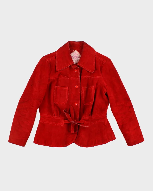 Vintage Woman's Red suede jacket - S Satin Fabric Silk Fabric Chiffon Fabric