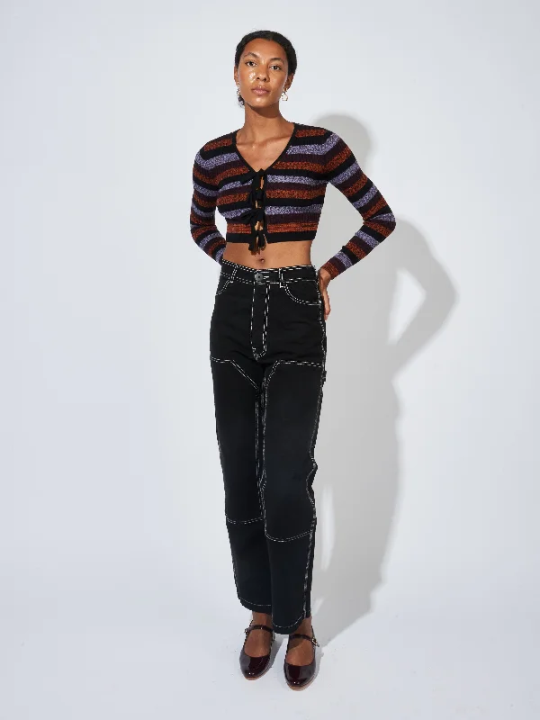 Black/Natural Stitch Patchfront Handy Pant Wide-Legged Palazzos
