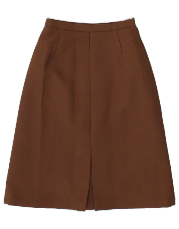VINTAGE Womens A-Line Skirt UK 10 Small W26  Brown lace skirt intricate