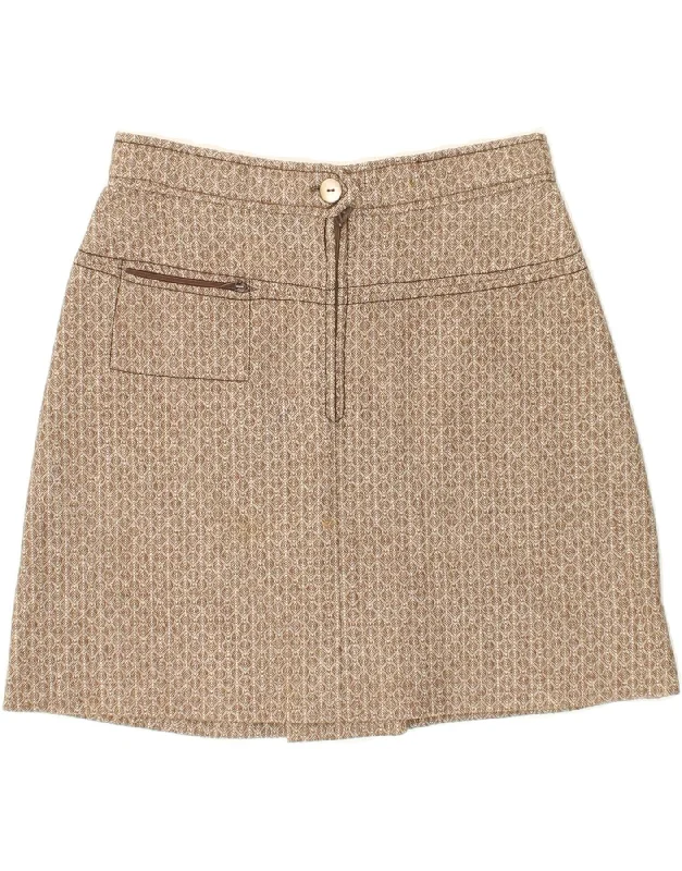 VINTAGE Womens A-Line Skirt EU 36 Small W26 Beige Argyle/Diamond tiered skirt playful