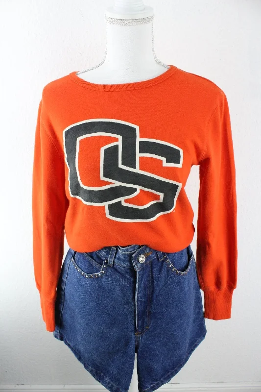 Vintage Orange Nike Sweatshirt (S) Hoodie with Ribbed Hem Stretchable Secure