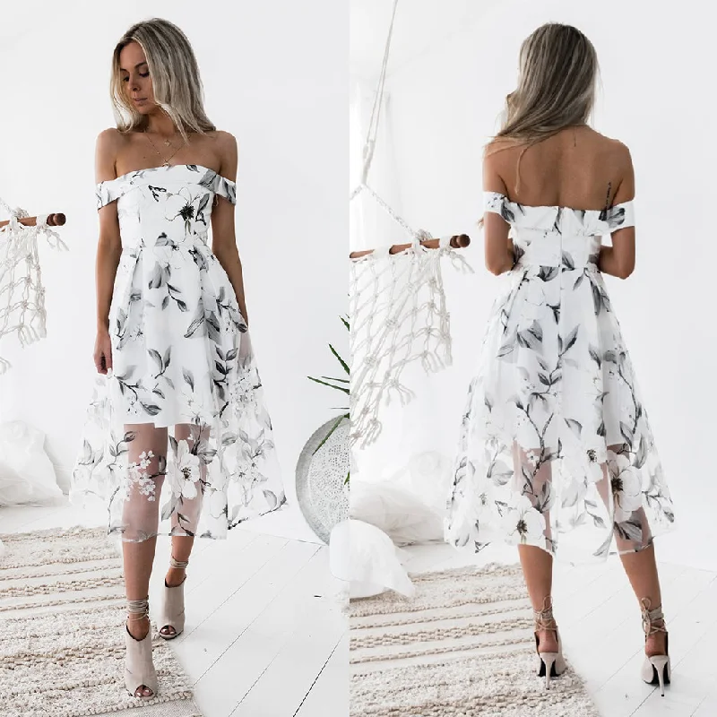 Short Homecoming Dress, Off Shoulder Homecoming Dress, Unique Homecoming Dress, Tea-Length Junior School Dress, Tulle Homecoming Dress, LB0755 Tunics Trendy modern