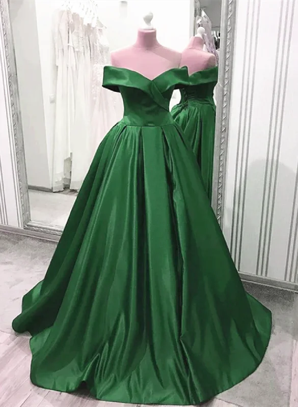Green Satin Sweetheart New Long Prom Dress, A-line Party Dress Tunics Formal black