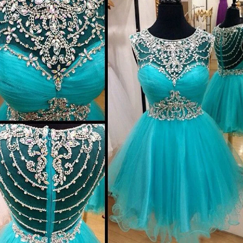 Short blue rhinestones sparkly Boho Vintage casual homecoming prom dress,BD0003 Tunics Sophisticated sleek